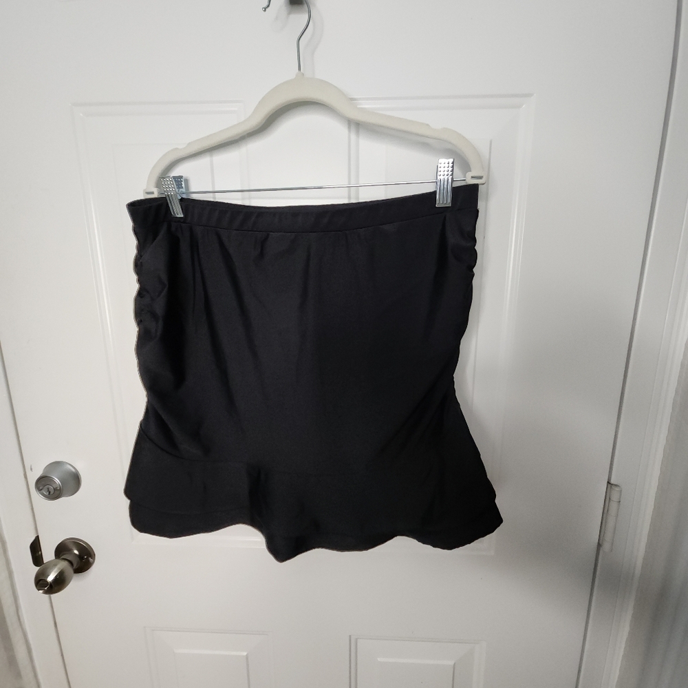 Womens Black Ruche Sides Swim Skirt Size 22